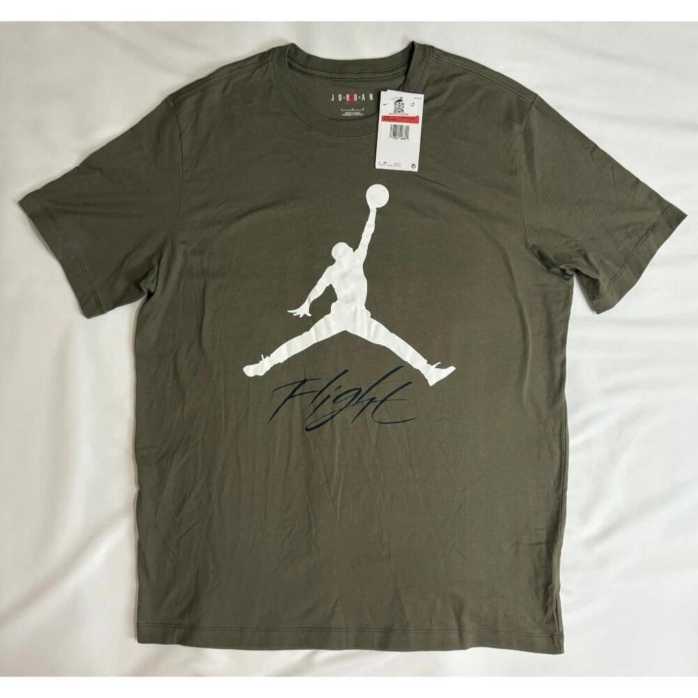 Air Jordan Mens Olive Green T-Shirt Jumpman Logo Sz Large